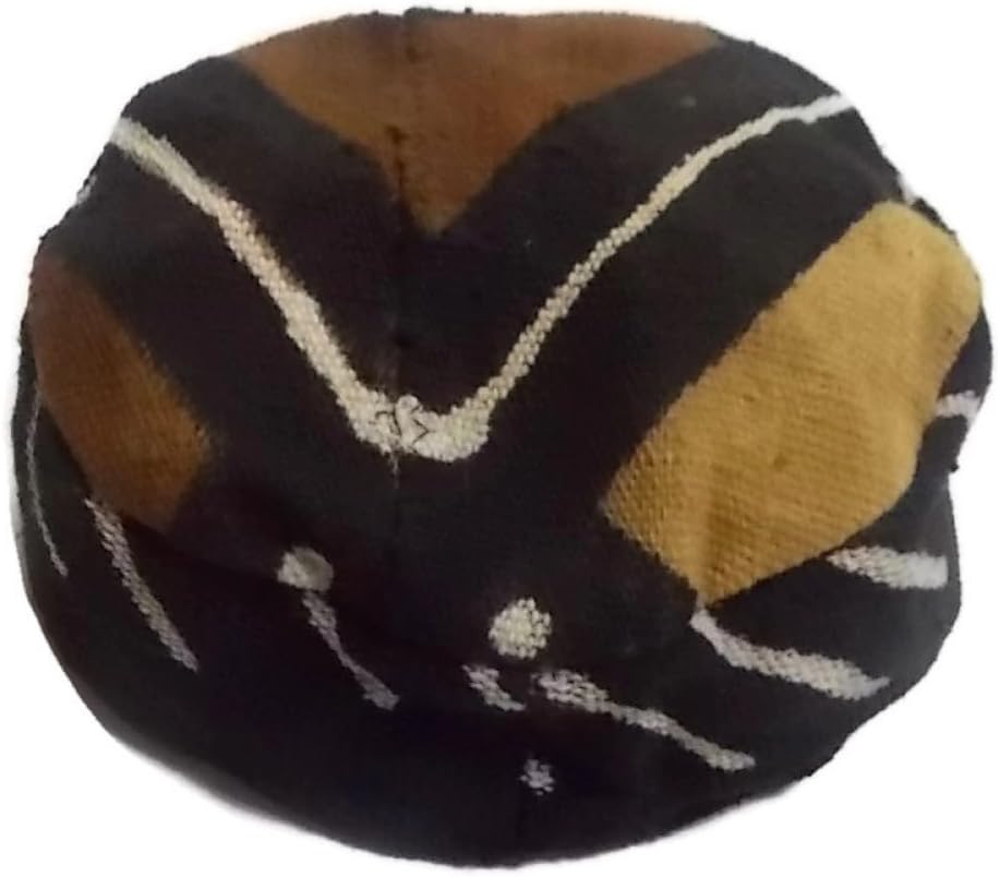 African Men's Authentic Mudcloth Kufi Hat, Made in Mali, Small