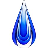 Luxury Lane Hand Blown Water Drop Sommerso Art Glass Sculpture for Home Decor 8.5 inch Tall Centerpiece Table Decoration