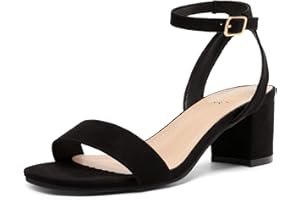 DREAM PAIRS Women's Open Toe Ankle Strap Low Block Chunky Heels Sandals Party Dress Pumps Shoes