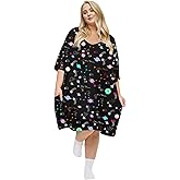 KFUBUO Plus Size Nightgowns for Women V-Neck Sleep Tshirts Dress Pjs Lounge Short Sleeves Sleepwear With Pocket Fit S-5XL