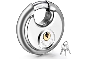 Vervida® Keyed Padlock Stainless Steel Disc Lock with 3 Keys, 3/8 Inch Shackle 70mm, Heavy Duty Lock Outdoor Waterproof Storage Lock for Warehouse, Garage, Storage Locker, and Outdoors (1 Pack)
