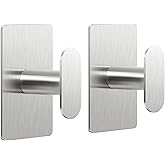pickpiff Adhesive Towel Hooks for Bathroom: 20LB Extra Strong Wall Hanger for Shower Kitchen RV Dorm Apartment, Silver 2 Pack