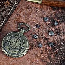 DND 6mm Micro Polyhedral Dice Set with Pocket Watch
