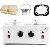 1.2L Double Pot Wax Warmer, Electric Depilatory Heater Machine with Adjustable Temperature for Hair Removal & Facial Spa, Includes 40 Wax Sticks & 20 Collars