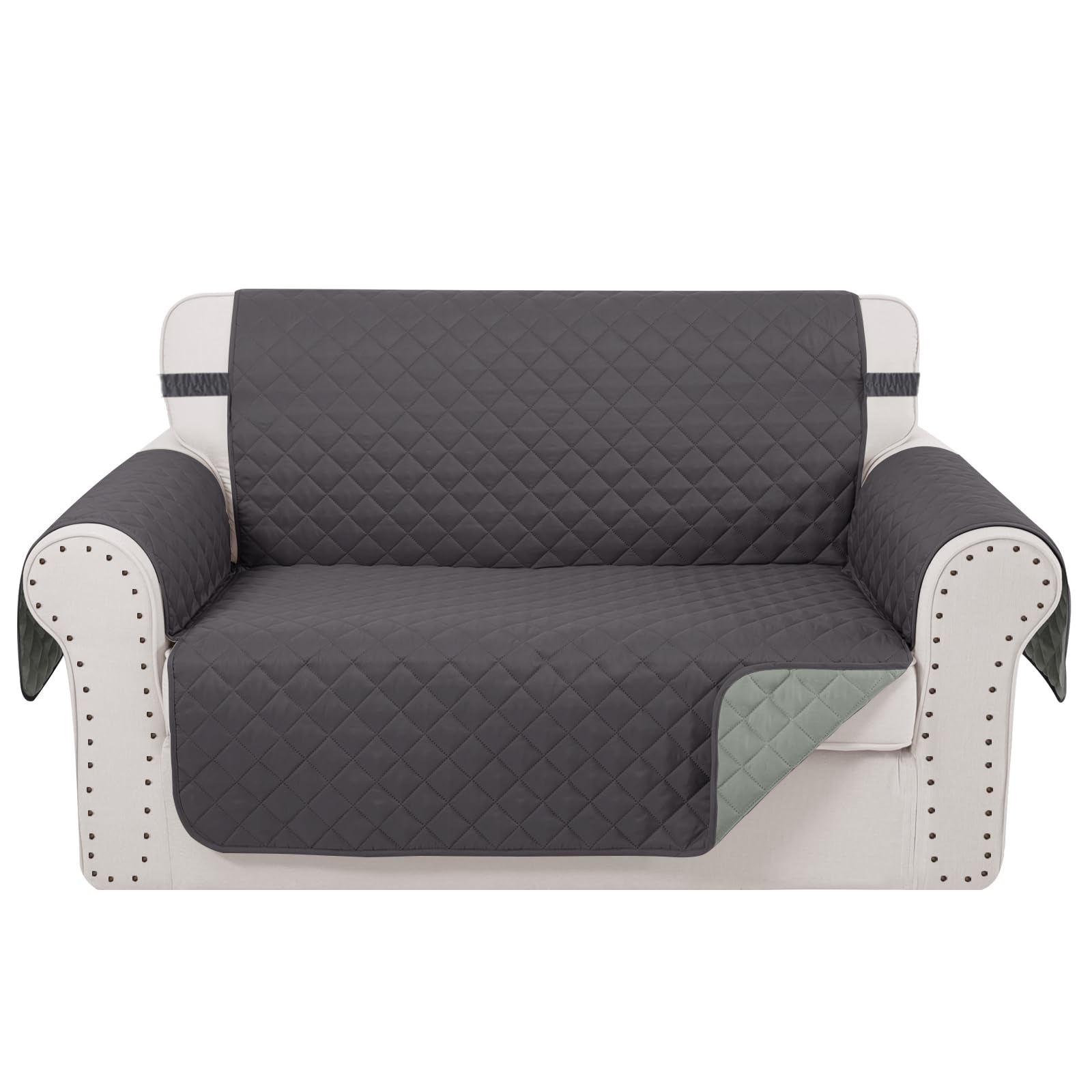 Photo 1 of Luxshare Home Reversible Loveseat Sofa Covers Couch Cover Furniture Protector for 2 Cushion Couch Sofa(Loveseat,Dark Grey/Light Grey)