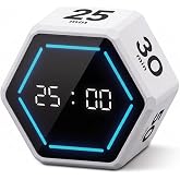 KADAMS Pomodoro Timer Cube, Visual Timer for Kids, Productivity Desk Timer | 3/5/10/25/30/50 Countdown Countup, Silent Vibration, for Work Study Cook Workout Office Kitchen School Classroom ADHD Gift