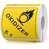 YIKIADA 500 PCS Hazard Class 5.1 Oxidizer Placard Labels 4 &times; 4 Inches | DOT Hazardous Materials Warning Stickers, Vinyl, Self Adhesive, Strong Adhesion, for Shipping Handling Storage Transportation