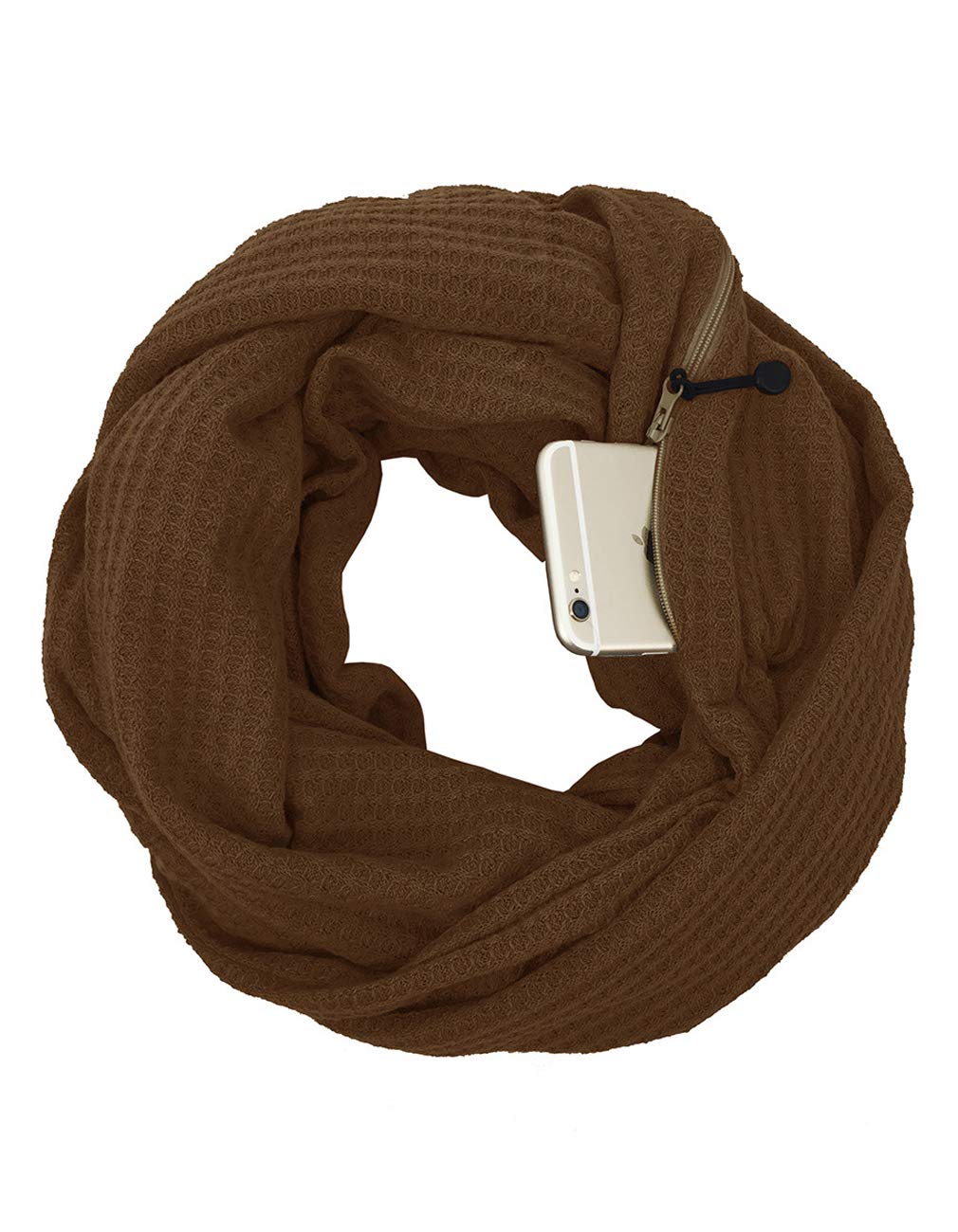 Infinity Scarf With Hidden Pocket Knit Warm Lightweight Travel Wrap