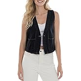 Women's Denim Sleeveless Vest for women, Casual V Neck, Button Front with Pockets for Summer