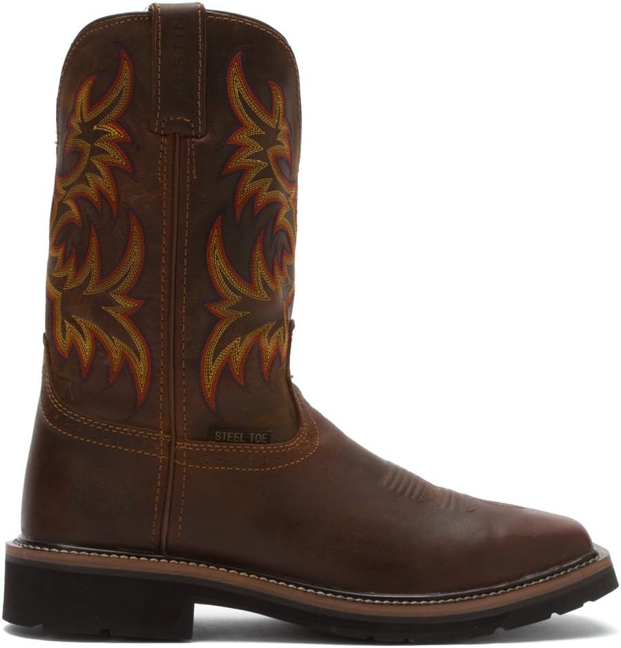 justin men's rugged tan stampede steel toe work boots