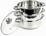 Denny International 22cm 3 Tier Stainless Steel Steamer Set Induction Hob view 3