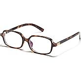 hnbliv Retro Rectangle Blue Light Blocking Glasses for Women 90s Fake Eyeglasses Y2K Fashion Computer Glasses Tortoise Frame