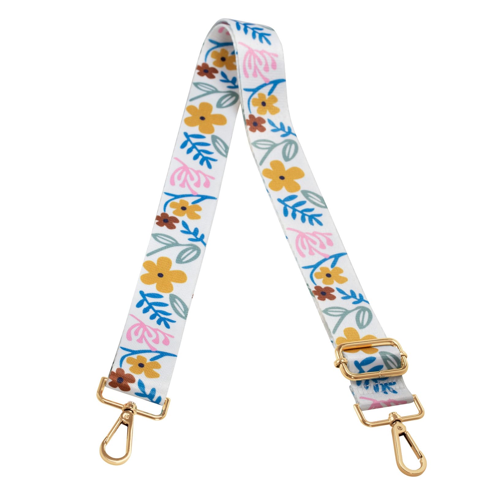 Photo 1 of ZANQANO Crossbody Strap for Purses Replacement Adjustable Guitar Multicolor Style Handbag Straps (Flower Y White Gold Hardware)