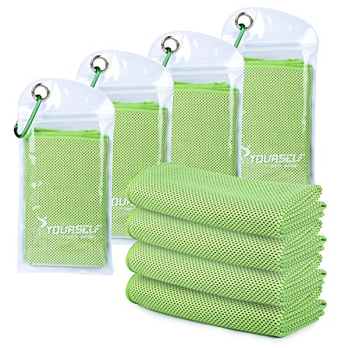 SYOURSELF Cooling Towels for Neck and Face, 4 Pack 40" x 12" Cooling Towel for Hot Weather, Soft Breathable Instant Cool Chilly Pad for Sports Golf Yoga Gym Athletes Camping Ice Towels(Green) — image 1