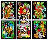 Christmas Animals Fuzzy Coloring Poster 6 Pack (Great for Holiday Activities, Projects & Family Get Togethers)
