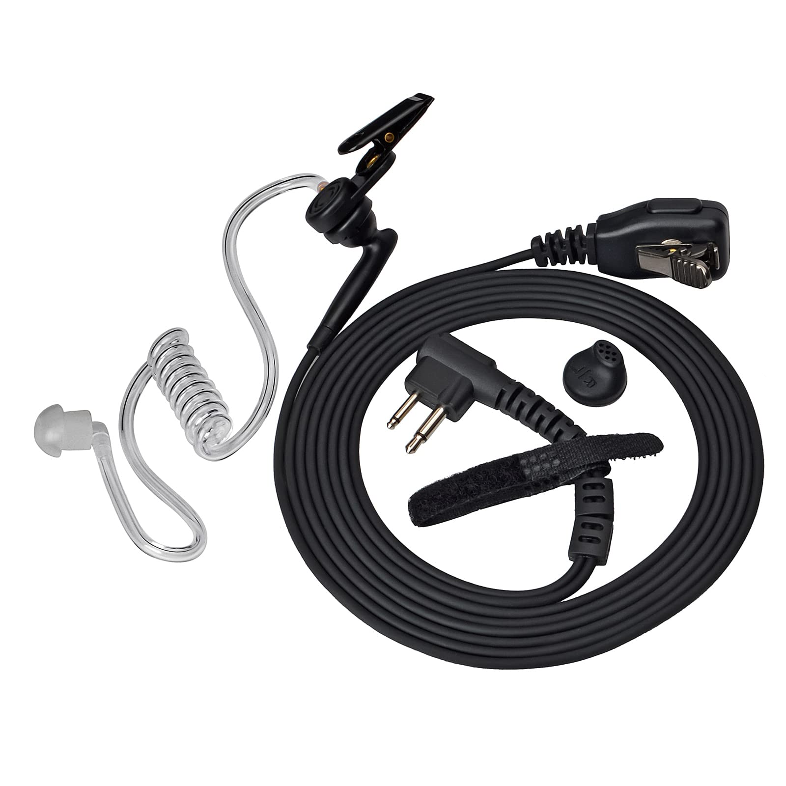 HYS 2 Pin Radio Earpiece Compatible with Motorola CP040 CP200 GP300 CLS1110 CLS1410 Walkie Talkies,Headset with Transparent Acoustic Tube and Earplugs (Interchangeable)