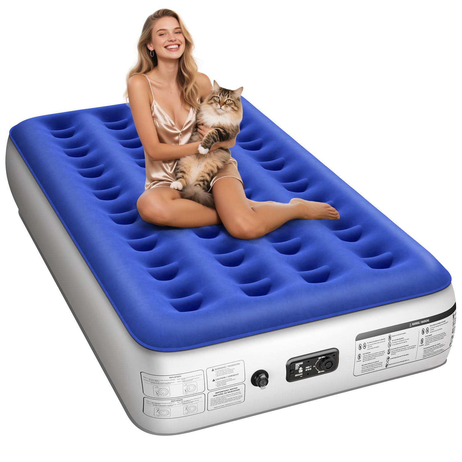 Photo 1 of Xsleep Twin Air Mattress with Built in Pump Luxurious Comfort Raised Inflatable Mattress Twin Airbed Blow Up Mattress for Home and Guests 75"*39"*13" Air Bed 2 Minutes Fast Inflate/Deflate 330 lbs Max