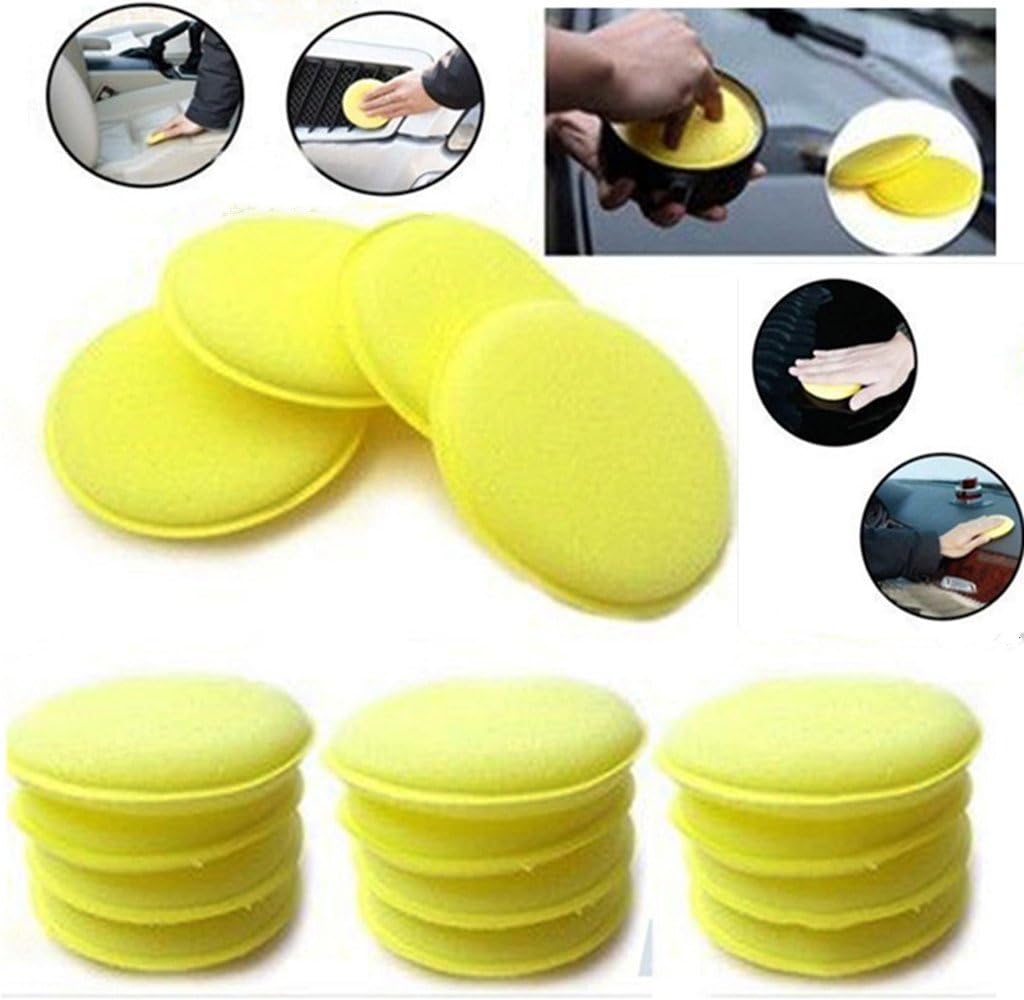 WildAuto - Car Waxing Polish Sponge - Wax Foam Applicator Pads - For Clean Cars Vehicle,Glass,Shoes - 12 pcs (Yellow)