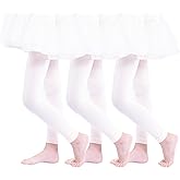 Paralinda 3 Pairs Girl's Microfiber Footless Tights, Girls Dance Tights Footless