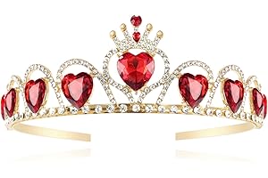 BOTRINAL Descendant Queen of Hearts Costume Descendant 4 Gold Tiara Jewelry Set Rise of Red Cosplay for Girls Teen Halloween