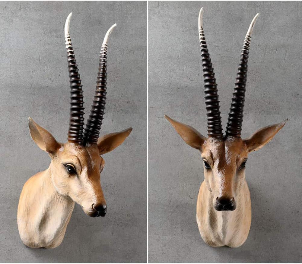 Wall Sculptures Home Kitchen Yb Gq False Deer Head Wall Decor Real Animal Head Wall Hanging Resin Antlers Home Decoration Statues For Living Room Bar Coffee C 36x35x15cm 14x14x6inch