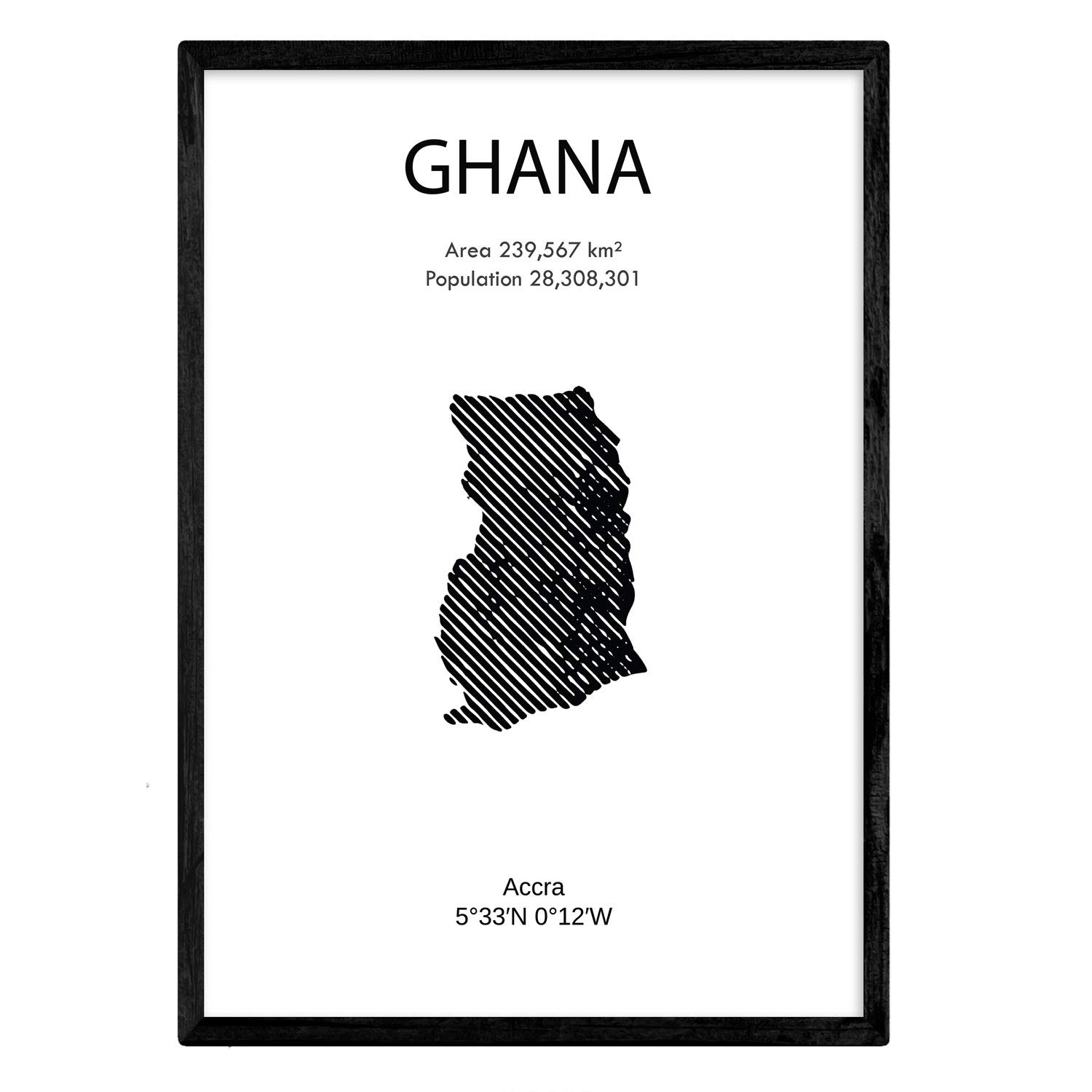 Nacnic Poster of Ghana. Sheets of countries and continents. A3 size
