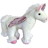 Auswella 12 Inch Plush Standing Unicorn Plush Stuffed Animal- Pink Wings