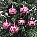 PEPPERLONELY 6PC/Pack Shatterproof Christmas Ball Ornaments 70mm (2-3/4 Inch) - Hot Pink/Silver Swirl