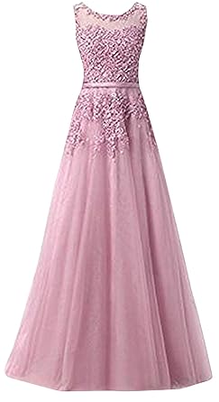 Romantic-Fashion Damen Ballkleid Abendkleid Brautkleid Lang Modell E010-E015 Blütenapplikationen Tüll DE