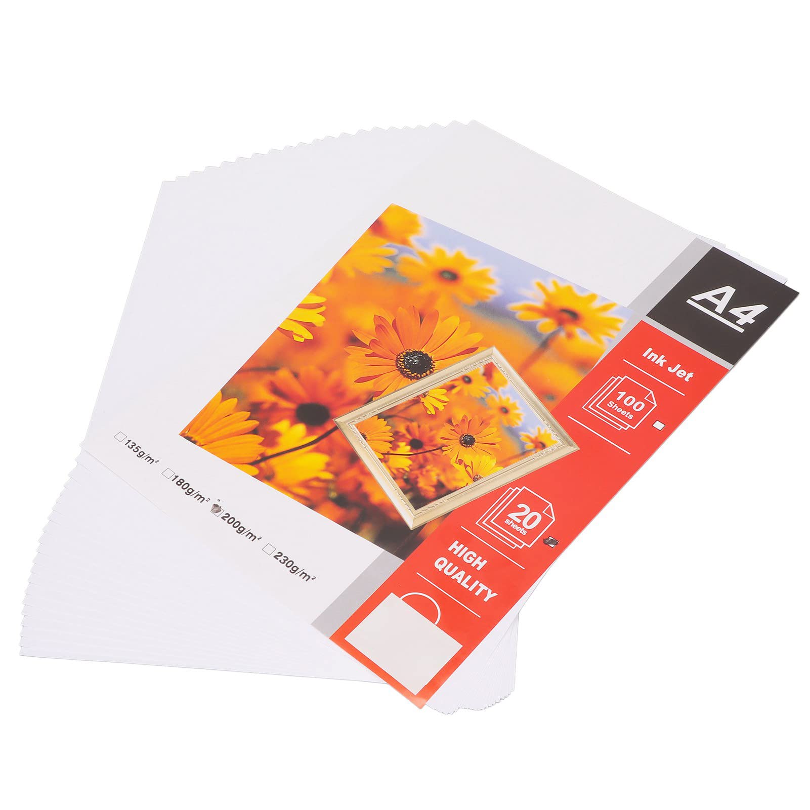 A4 Printer Photo Paper, Matte Photo Paper for Inkjet Printers, Glossy Printer Paper for Photo Printing, Document Production, 8.3x11.7in, 20 Sheets, Bright White