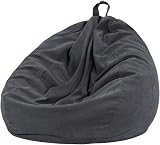 Nobildonna Extra Large Bean Bag Chair Cover for Kids & Adults - Black Gray