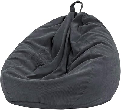 Nobildonna Extra Large Bean Bag Chair Cover for Kids & Adults - Black Gray