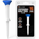 Full Choice Soft Rubber Head Golf Tees 3-1/4'',15 Pack Step Golf Tees,Fixed Height Training Tees for Beginners,Durable Golf Tees,Wide Tops for Stable Ball Support
