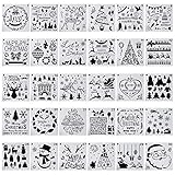 30-Pack (6x6 Inch) Christmas Stencils Painting and Drawing Stencil Template for Wood Slice Gift Card Floor Wall Tile Fabric Wood Burning Art DIY -reuseable