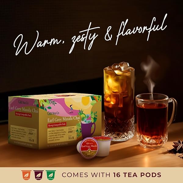 GYA TEA CO EARL GREY MASALA CHAI BLACK TEA POD (16 CT) – CAFFEINATED SMOOTH TEA RICH IN CITRUSY FOR REFRESH & ENERGY