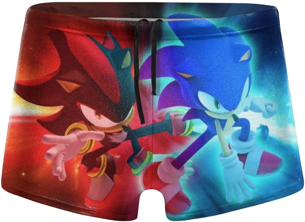Super Mario Sonic Men's Swim Shorts Trunks Boxer Brief Swimming Pants, Quick Dry Summer Swimwear