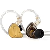 KZ ZSN PRO X in Ear Monitor Headphones Gaming Earbuds, High Fidelity Wired Earbuds, Hybrid Dual Driver IEMS Earphones with 1BA 1DD Detachable Tangle-Free Cable for Computer Tablet (Gold, Without Mic)