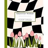 Composition Notebook: Cute Black & White Checkered Journal Notebook for | 110 pages, 7.5 x 9.25