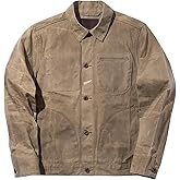 Men’s Heavyweight Waxed Canvas Workwear Jacket Vintage Style Khaki Coat Water & Weather Resistant Jacket