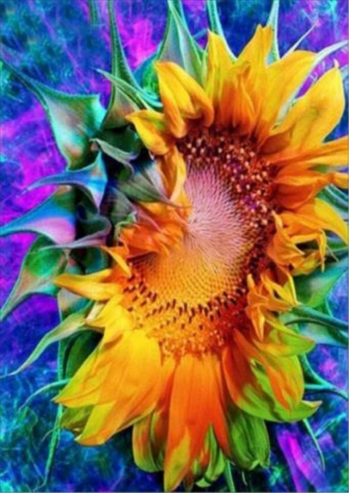 Magic Sunflower Flower 5D Diamond Painting Kit by Numbers Full Drill Cross Stitch Embroidery DIY Art Craft Embroidery Rhinestone 30X40cm