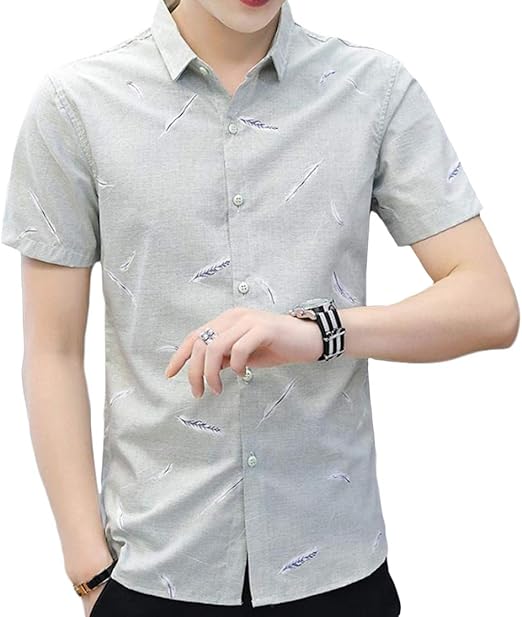 Amazon Bestmood メンズ ワイシャツ 半袖 スリム シャツ ボタンタワン ファッション Yシャツ カジュアル ビジネス メンズシャツ 通勤 グレー シャツ 通販