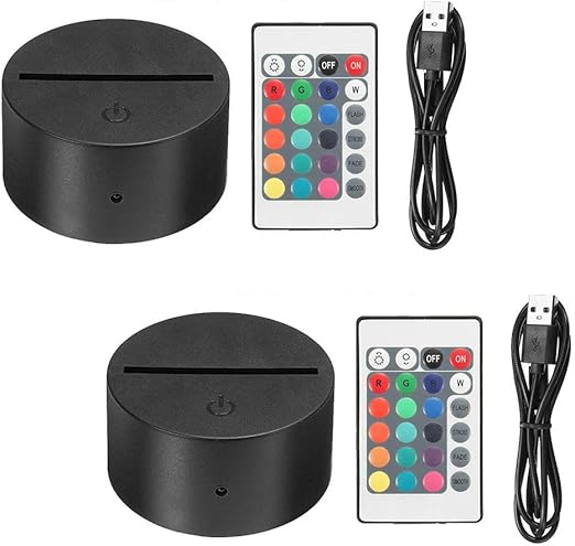 thlevel 2 piezas 3d base lampara led 3d night light base ajustable 7 colores con control remoto y cable usb para dormitorio habitacion infantil