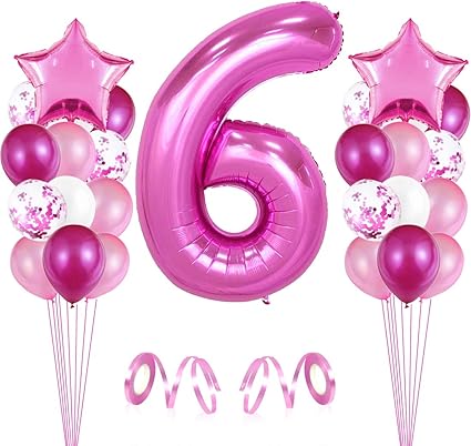 Bluelves 6er Anniversaire Fille Ballon 6eme Bon Anniversaire Decorations Happy Birthday Rose 6 Etoile Ballon A Latex Fournitures De Fete Parfaites Pour 6 Ans Amazon Fr Cuisine Maison