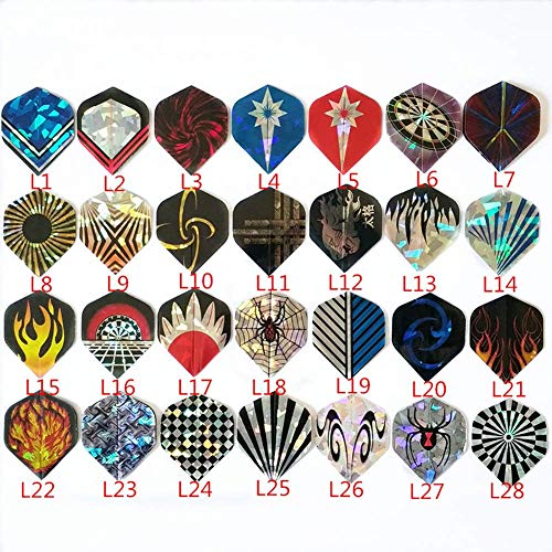 Iceyon Standard Dart Flights 30 Sets 90 Pcs Durable PET and Laser Replacement Feather Tail Wing - Perfect Accessories Equipment Supplies for Dart Games