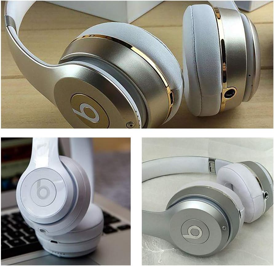 Beats Solo Replacement Ear Pads by Link Dream - Replacement Ear Cushions Kit Memory Foam Earpads Cushion Cover for Solo 2.0/3.0 Wireless Headphone 2 Pieces (White): Electronics