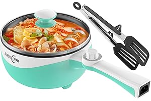 Audecook Hot Pot Electric, 1.7L Mini Electric Skillet Portable Nonstick Sauté Pan with Power Adjustment, Rapid Ramen Cooker Travel Multicooker for Steak/Soup/Egg/Oatmeal/Noodles