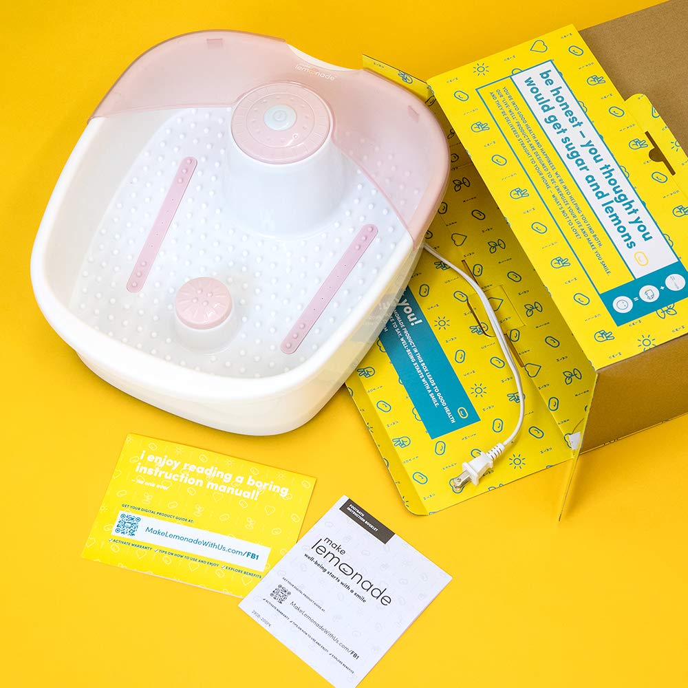 Foot Bath with Heat Maintenance | Foot Massager with Bubbles | At Home Portable Pedicure Foot Soak | Pink (Heat Maintenance): Beauty