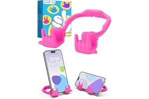 CALDEVER Stocking Stuffers for Teen Boys Girls Gifts Cell Phone Stand Upgrade Adjustable Rock on Lazy Phone Stand for Desk Cool Funny Gadget Gifts for Christmas Adult Men Women Wife 1Pack Hot Pink