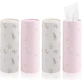 4PCS Pull-Out Car Tissues Cylinder,Exquisite Car Tissue Holder with Easy Open Lid,Refillable Cup Holder Tissues for Cars Interior Accessories with 50-Count Per Box