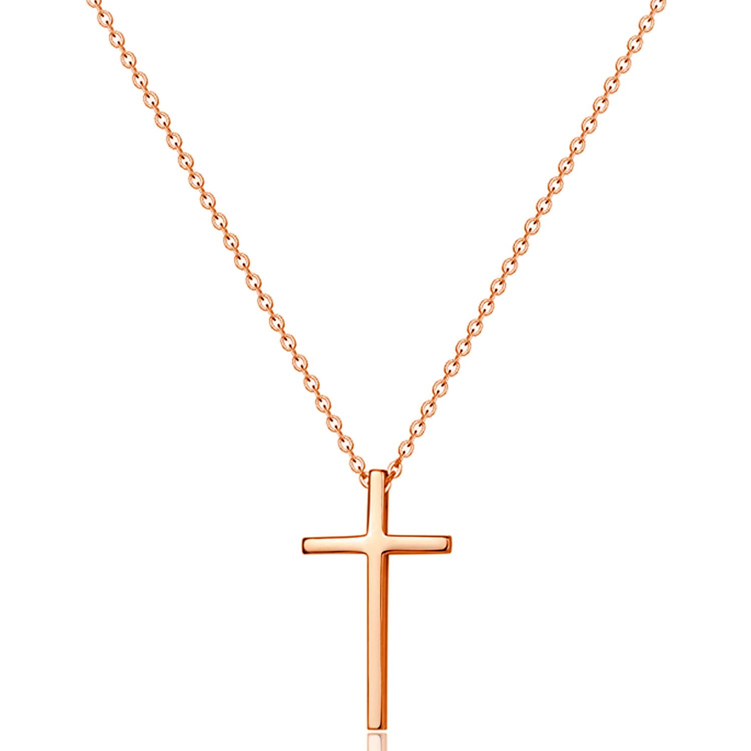14K Gold Plated Tiny Cross Pendant Necklace for Women Simple Cross Necklaces Birthday Gifts for Women Girl Fashion Jewelry (Rose gold cross)